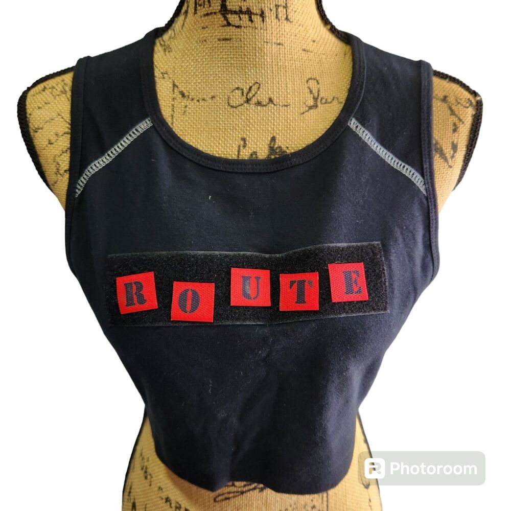 Xhilaration Y2K Cotton Hook and Loop Spellout Crop Top Womens SZ L Punk Grunge